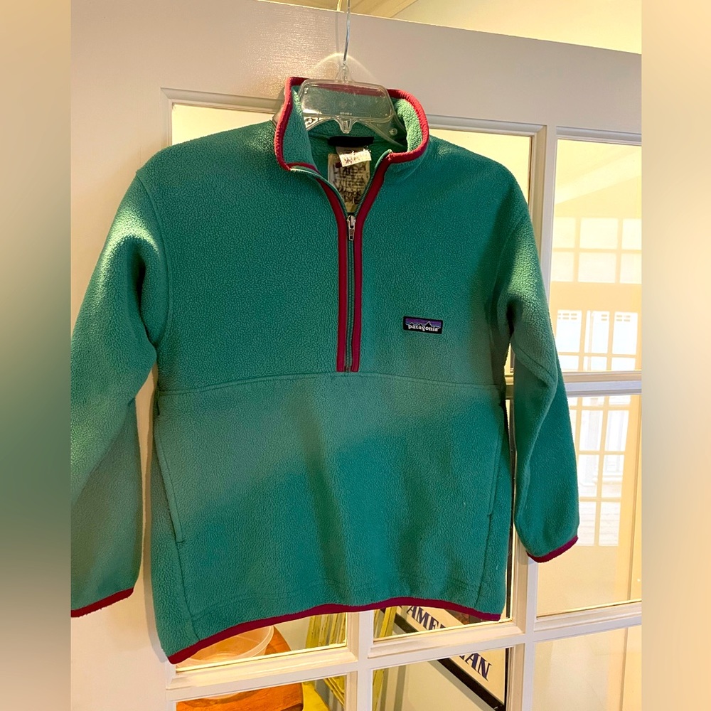 Youth Medium Green Patagonia 1/2 Zip Fleece
